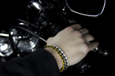 Braided Leather Bracelets with Stainless Steel Magnetic Clasp - Black/Yellow & Black/White