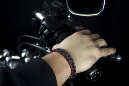 Braided Leather Bracelets with Stainless Steel Magnetic Clasp - Black/Red & Black/Gray